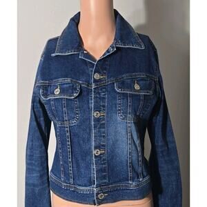 Juicy Jeans Women's Blue Denim Jacket S Collar Pocket Button LS Juicy couture